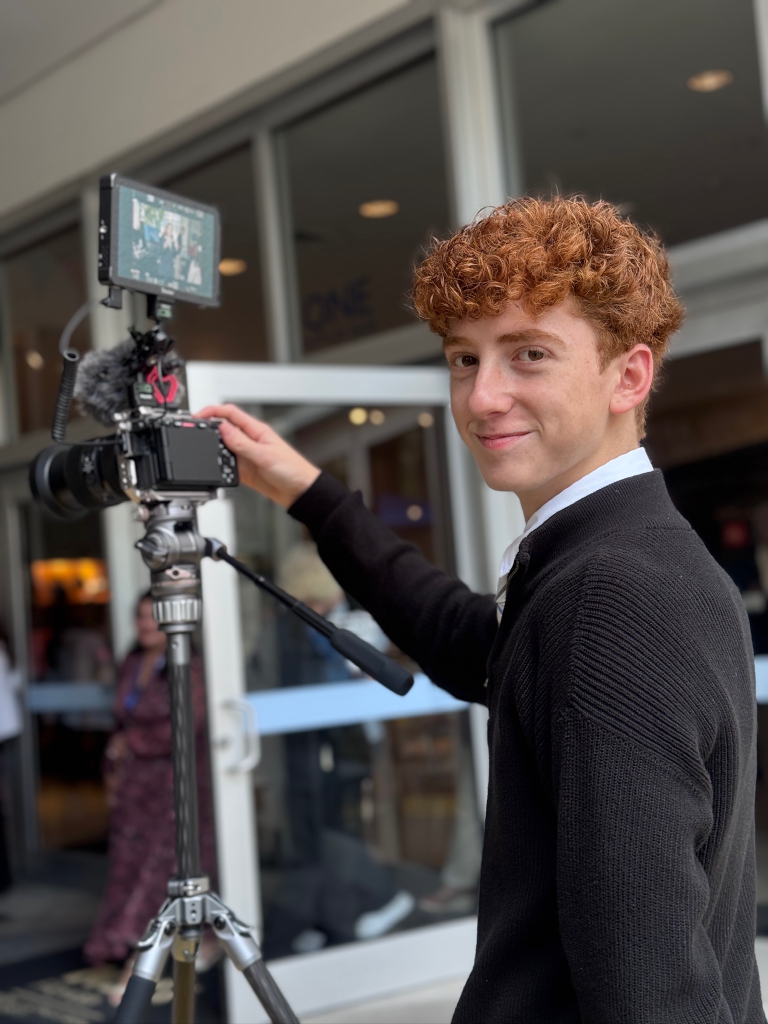 Evan Dell filming on location